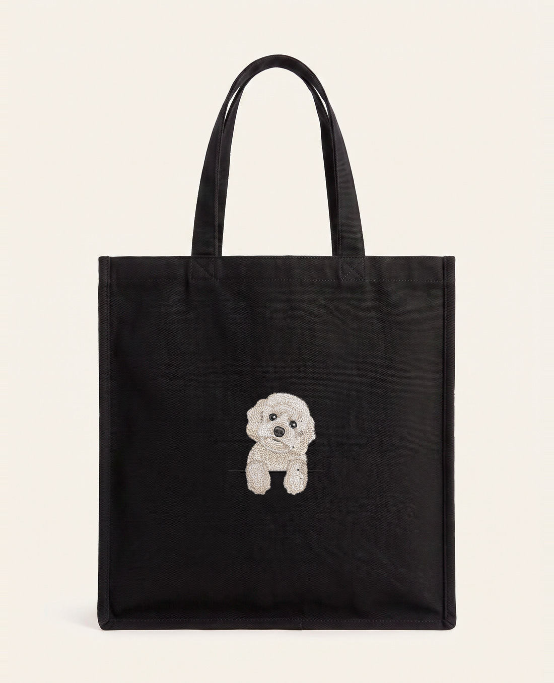Maltipoo (biały) – torba z haftem, piaskowa