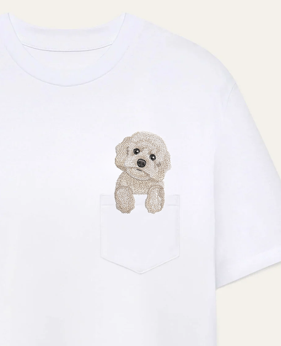 Maltipoo (biały) – koszulka z haftem – biała