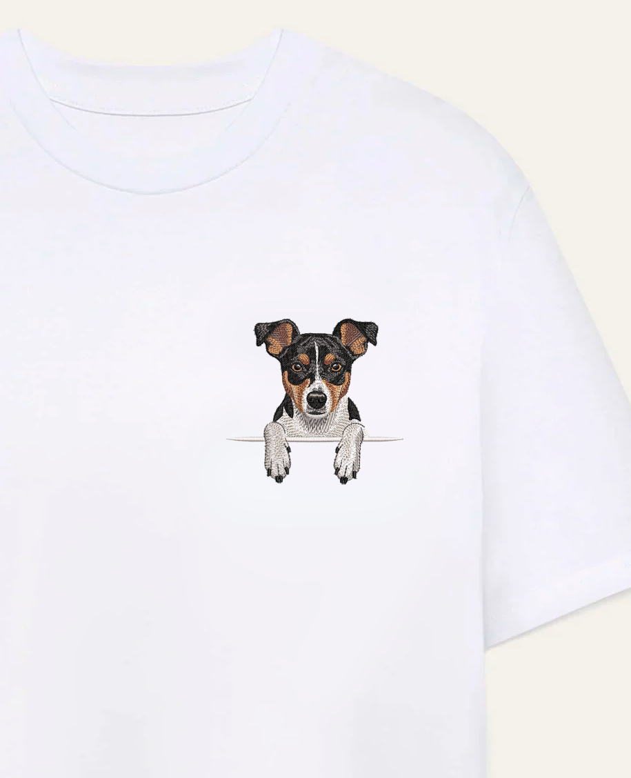 Rat terrier (tricolor) – koszulka z haftem