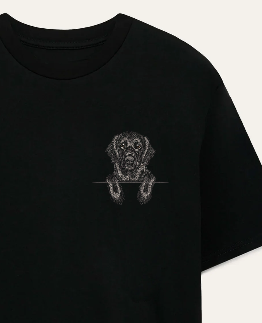 Flat coated retriever (czarny) – koszulka z haftem