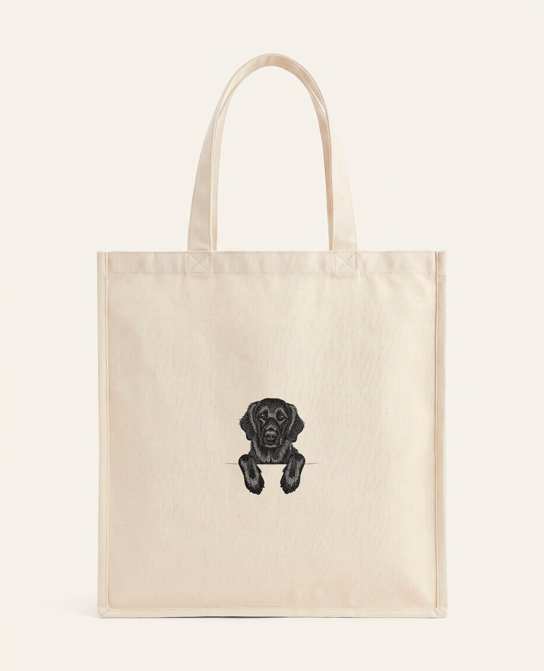 Flat coated retriever (czarny) – torba z haftem, piaskowa