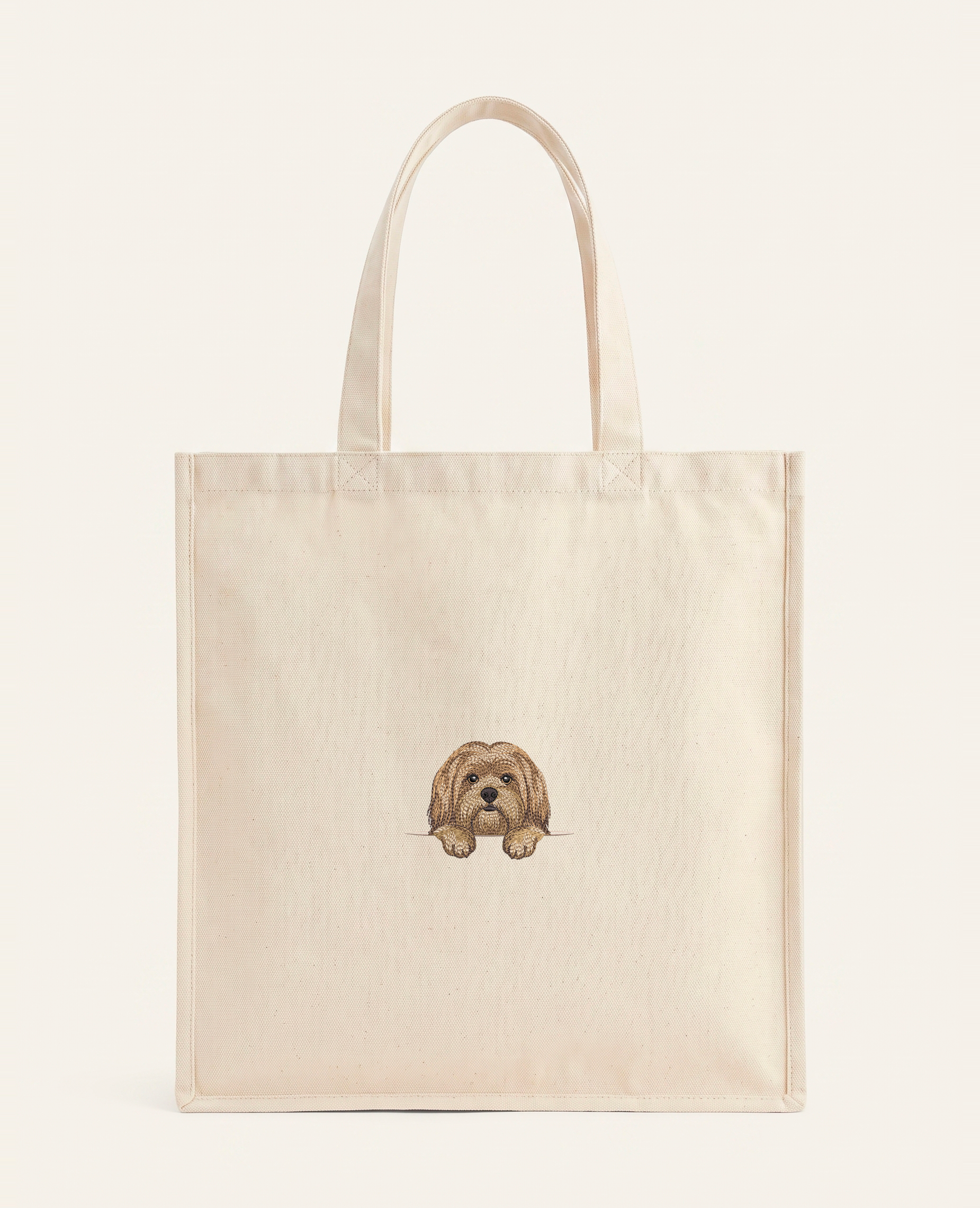 Lhasa apso (złoty) – torba z haftem, piaskowa