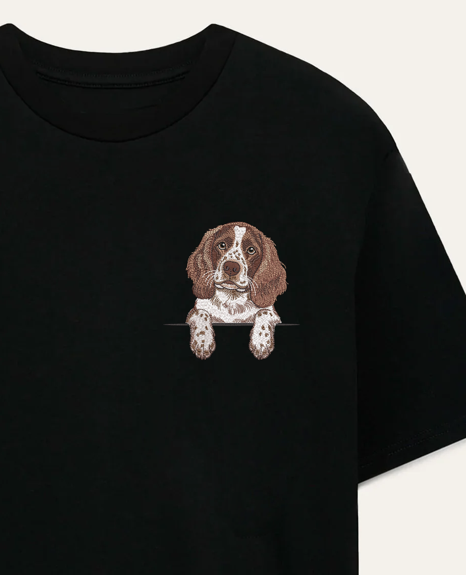 Springer spaniel angielski (wątrobiano-biały) – koszulka z haftem