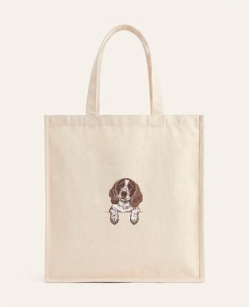 Springer spaniel angielski (wątrobiano-biały) – torba z haftem, piaskowa