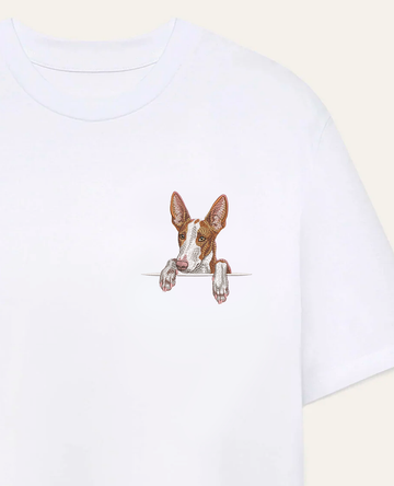 Podenco z Ibizy (rudo-biały) wzór 2 – koszulka z haftem