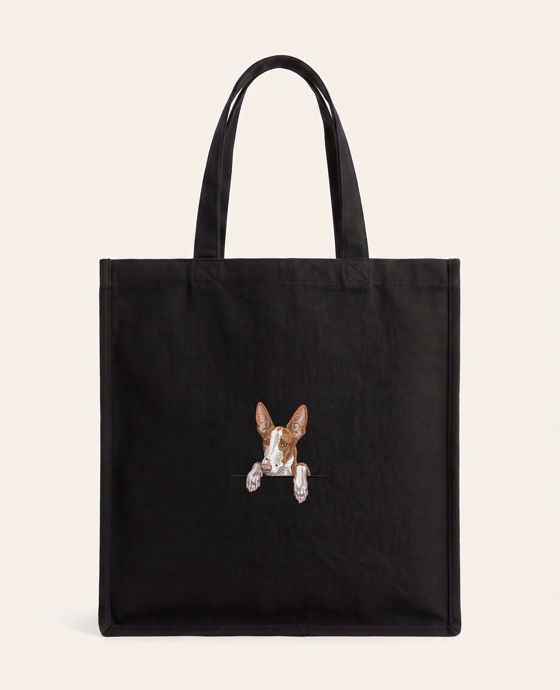 Podenco z Ibizy (rudo-biały) wzór 2 – torba z haftem, piaskowa