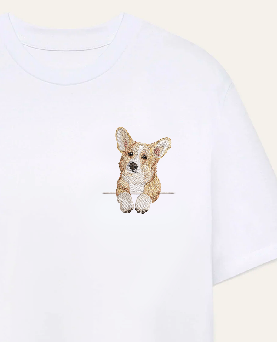 Corgi (płowy) – koszulka z haftem