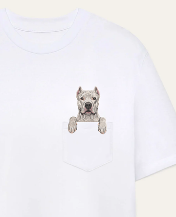 Dog argentyński (biały) – koszulka z haftem, biała