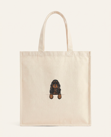 Cocker spaniel angielski (czarny podpalany) – torba z haftem, piaskowa