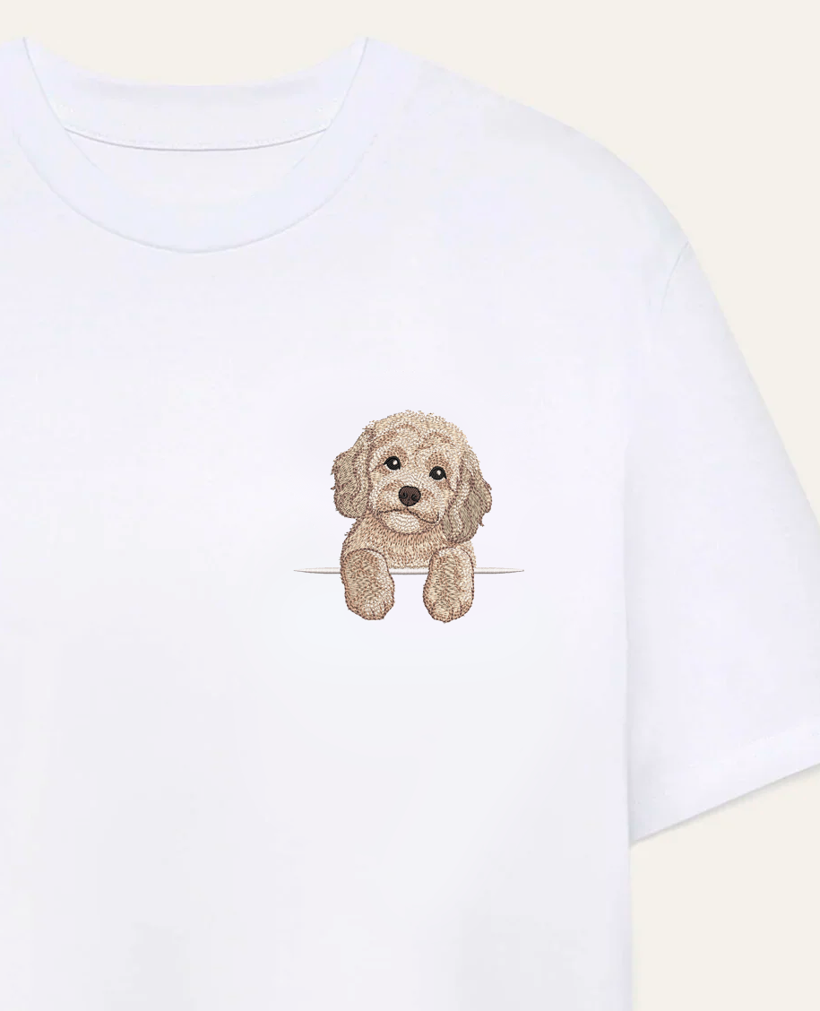 Cavapoo (kremowy) – koszulka z haftem
