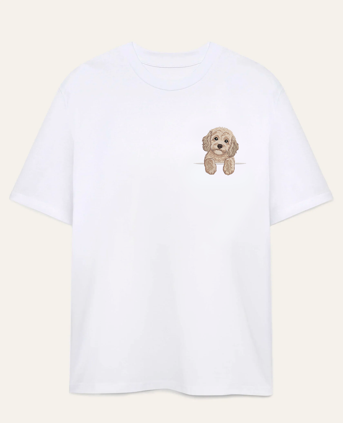 Cavapoo (kremowy) – koszulka z haftem