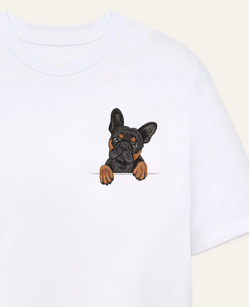 Buldog francuski (czarny podpalany) – koszulka z haftem