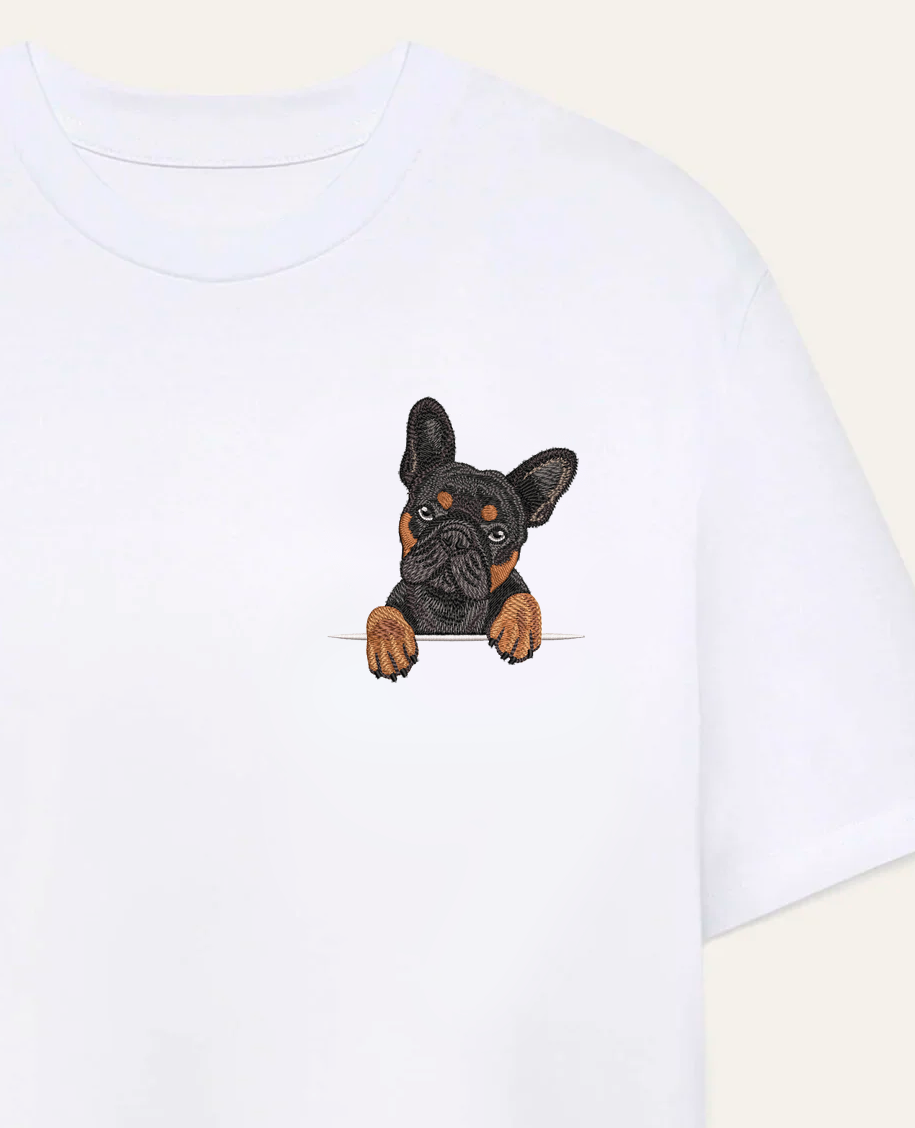 Buldog francuski (czarny podpalany) – koszulka z haftem