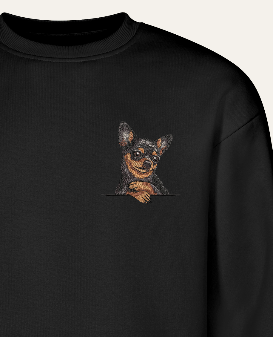 Chihuahua (czarny podpalany) – bluza z haftem, czarna