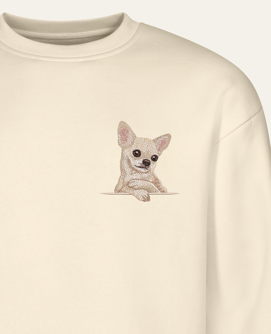 Chihuahua (kremowy) – bluza z haftem, piaskowa