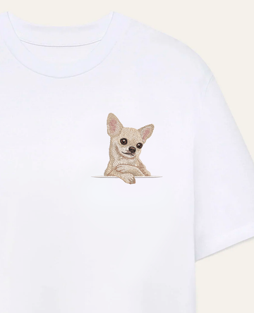 Chihuahua (kremowy) – koszulka z haftem