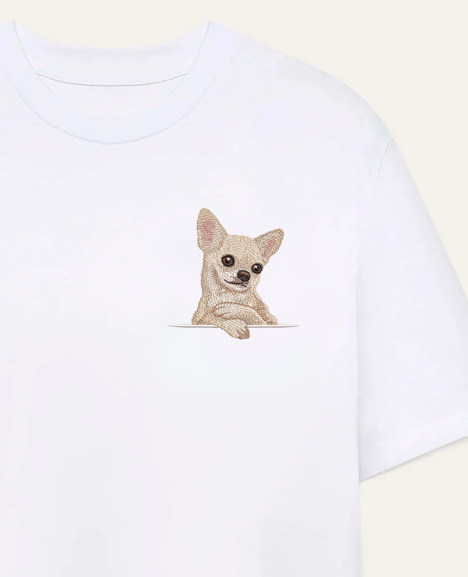 Chihuahua (kremowy) – koszulka z haftem