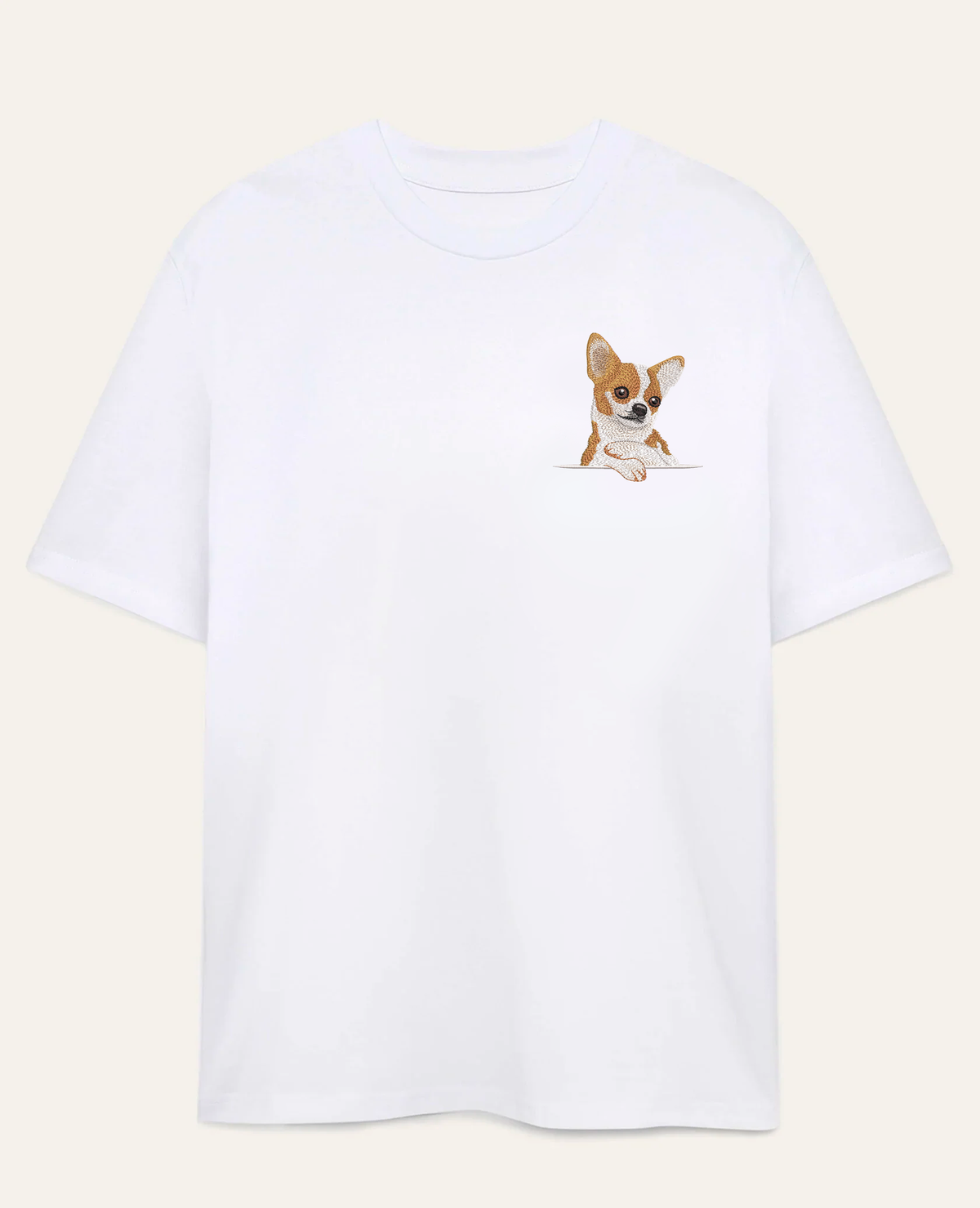 Chihuahua (biało-rudy) – koszulka z haftem