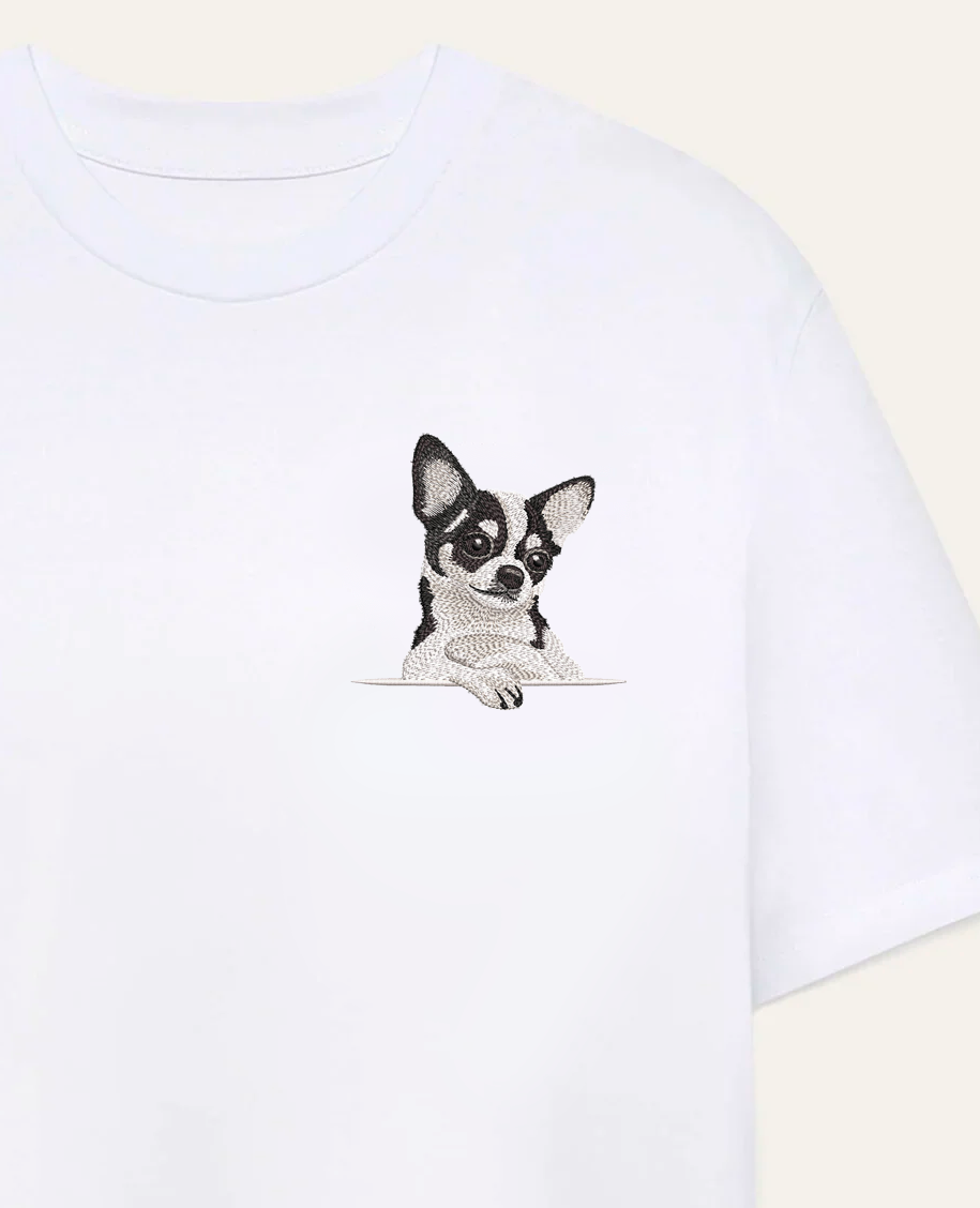 Chihuahua (biało-czarny) – koszulka z haftem