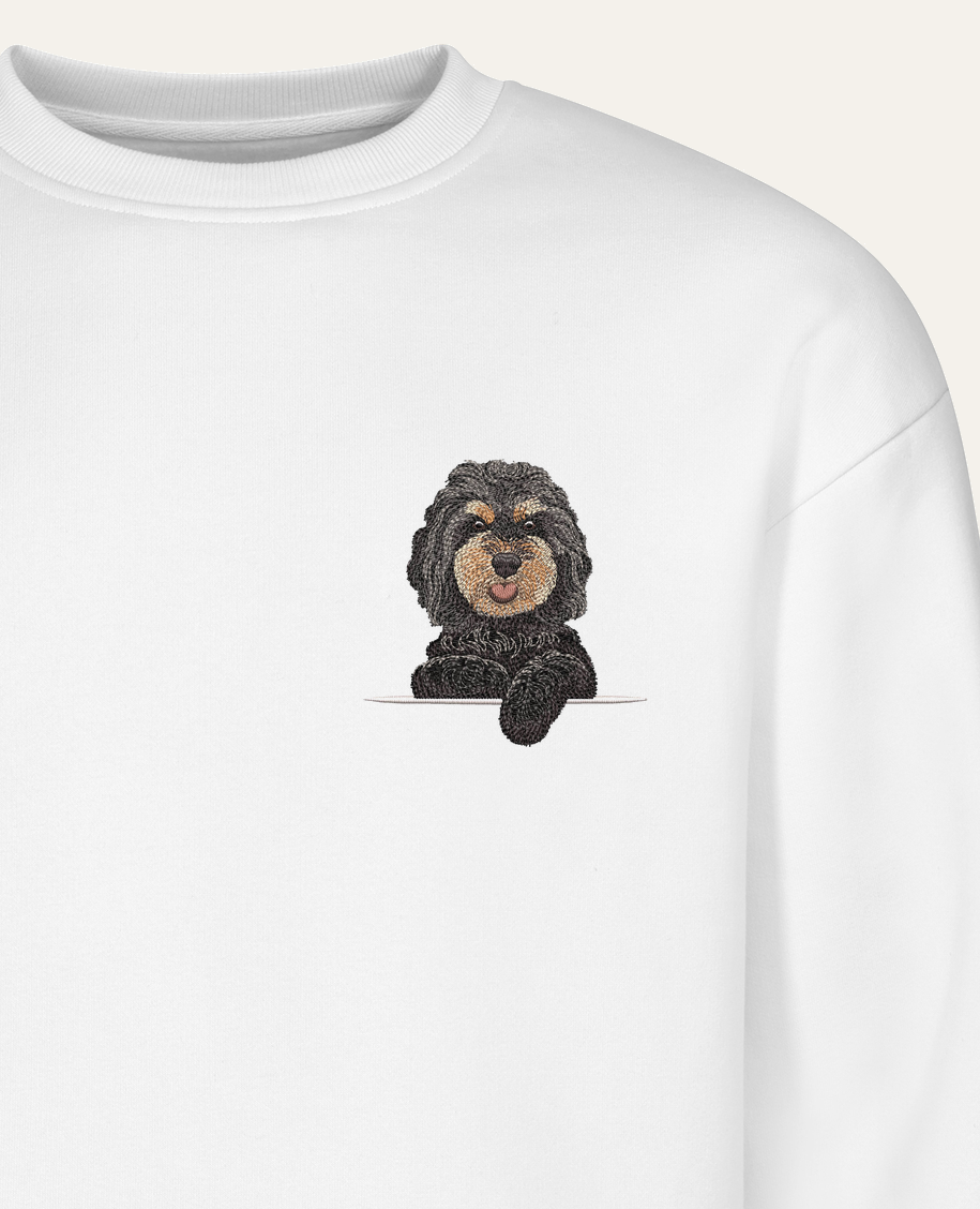 Cavapoo (czarny podpalany) – bluza z haftem, piaskowa