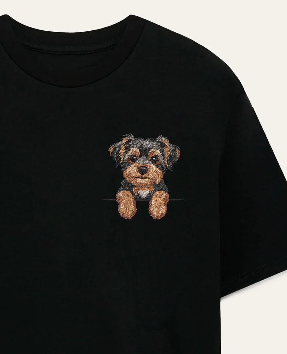 Morkie (czarny podpalany) – koszulka z haftem