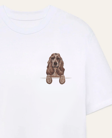 Cocker spaniel angielski (brązowo-biały) – koszulka z haftem
