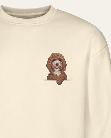 Cockapoo (brązowo-biały) – bluza z haftem, piaskowa