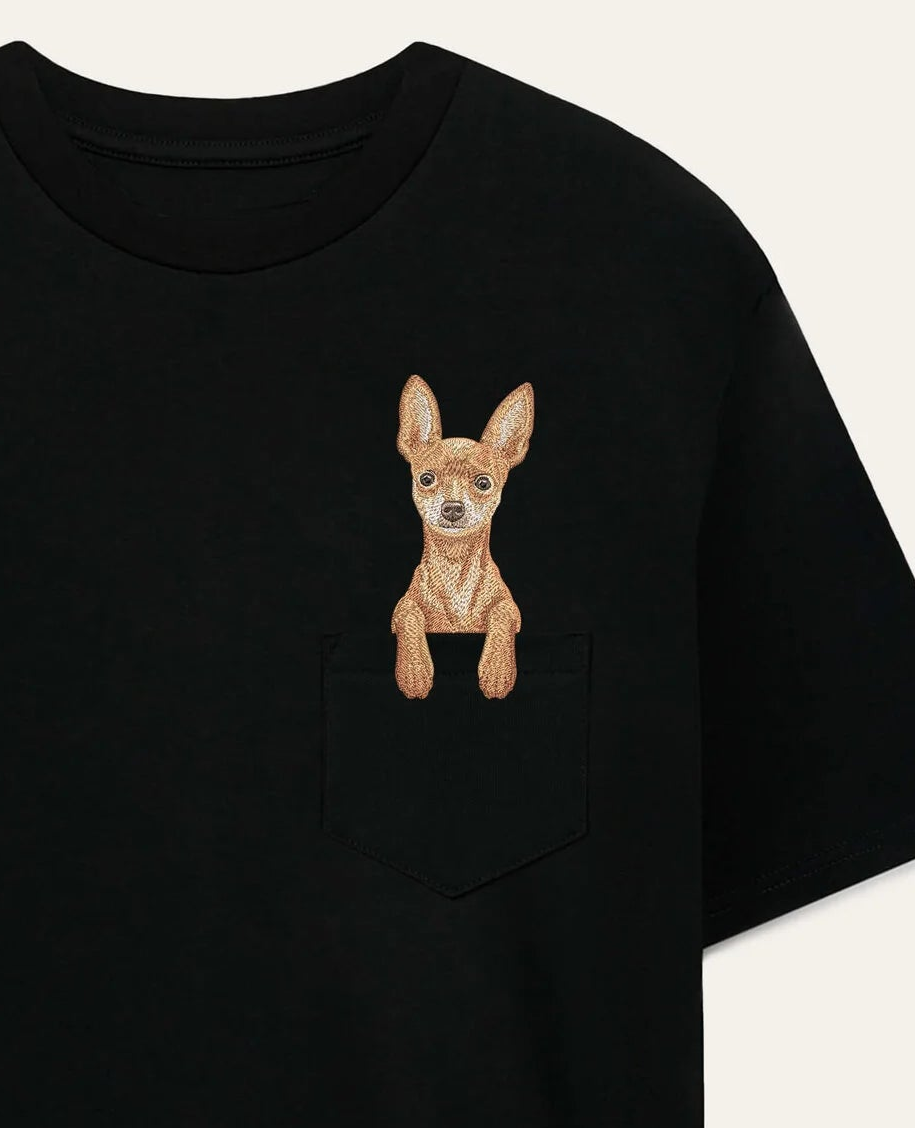 Koszulka z haftem Toy terrier (rudy)