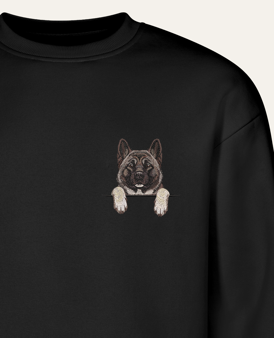 Akita amerykańska (pręgowany) – bluza z haftem, czarna