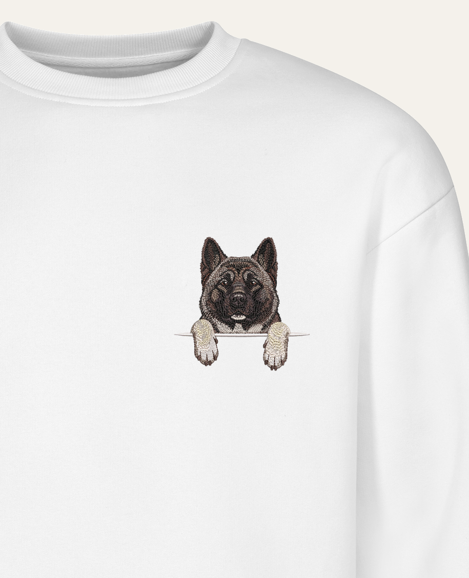 Akita amerykańska (pręgowany) – bluza z haftem, piaskowa