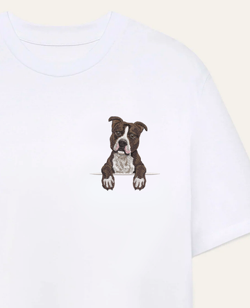 American Staffordshire terrier (czekoladowy) – koszulka z haftem