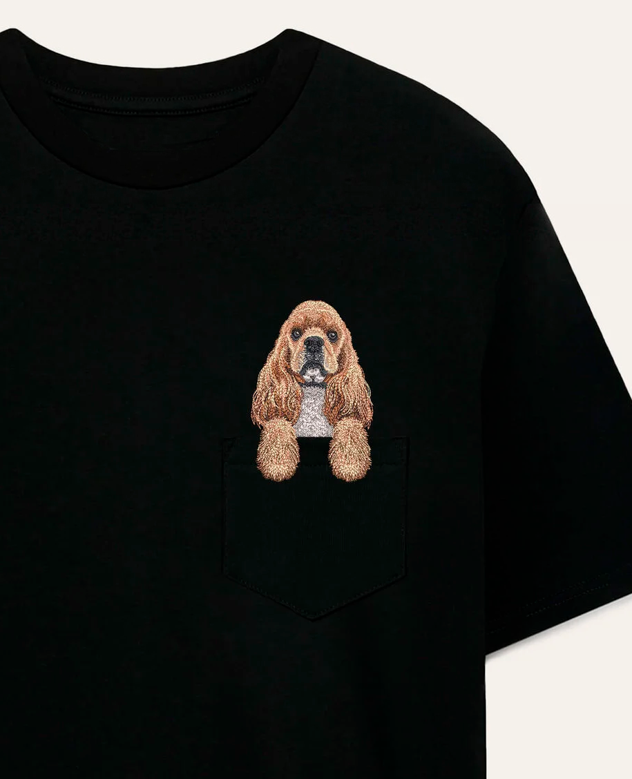 Koszulka z haftem Cocker spaniel amerykański (beżowy)