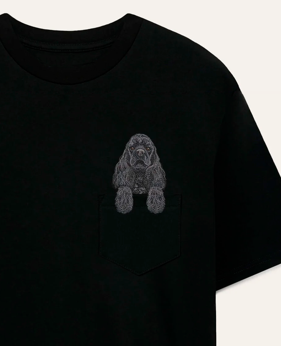 Koszulka z haftem Cocker spaniel amerykański (czarny)