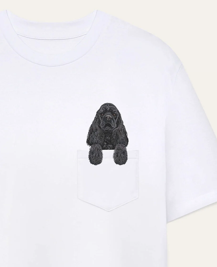Koszulka z haftem Cocker spaniel amerykański (czarny)