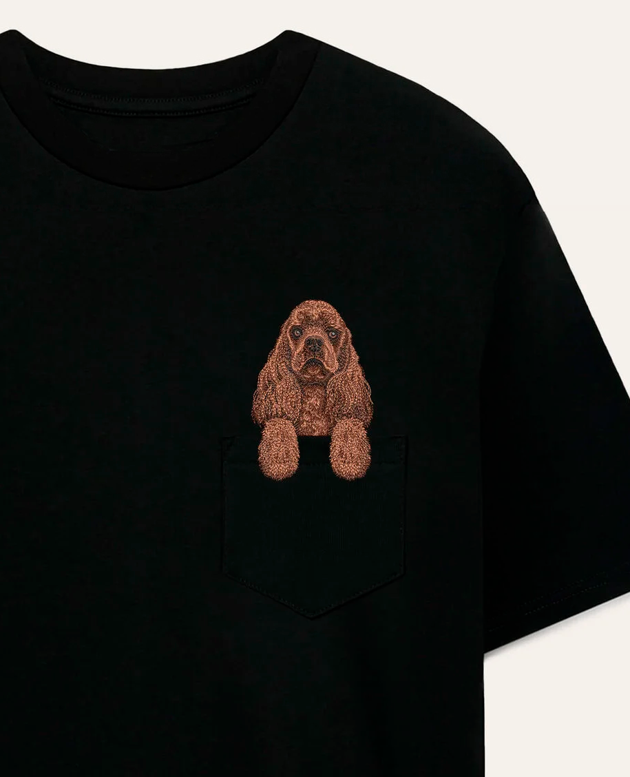 Koszulka z haftem Cocker spaniel amerykański (brązowy)