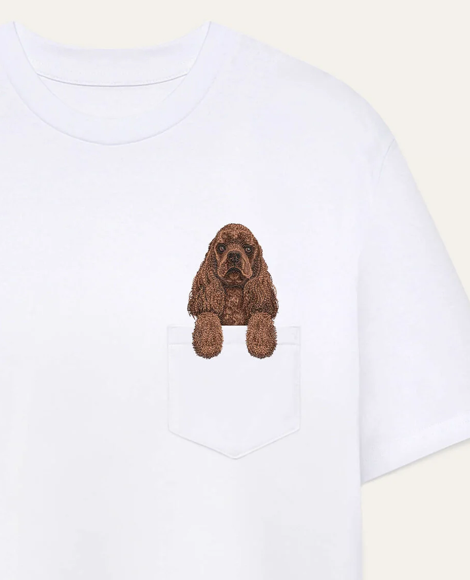 Koszulka z haftem Cocker spaniel amerykański (brązowy)