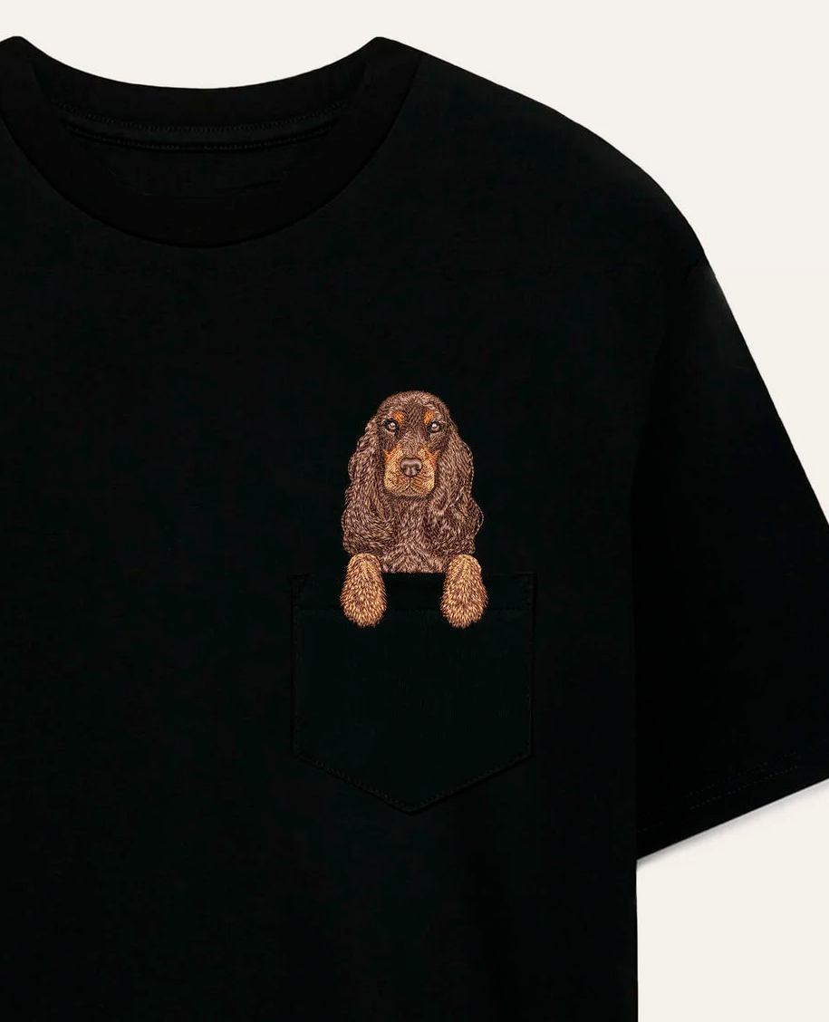 Koszulka z haftem Cocker spaniel angielski (czekoladowo-podpalany)