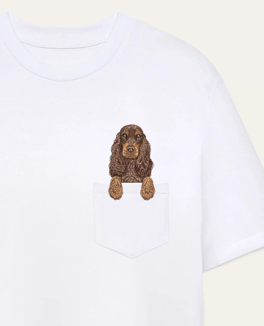 Koszulka z haftem Cocker spaniel angielski (czekoladowo-podpalany)