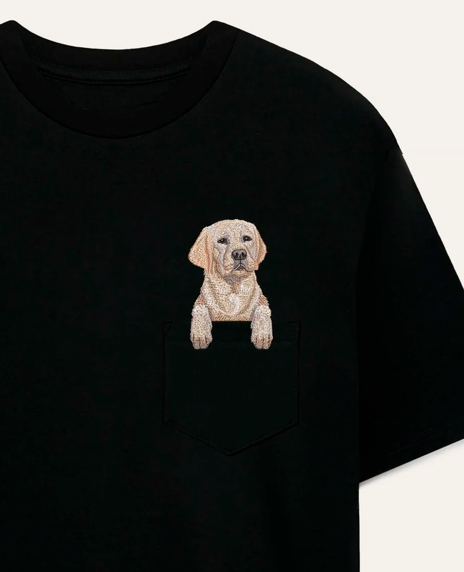 Koszulka z haftem Labrador retriever (złoty)