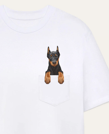 Koszulka z haftem Doberman (czarny)