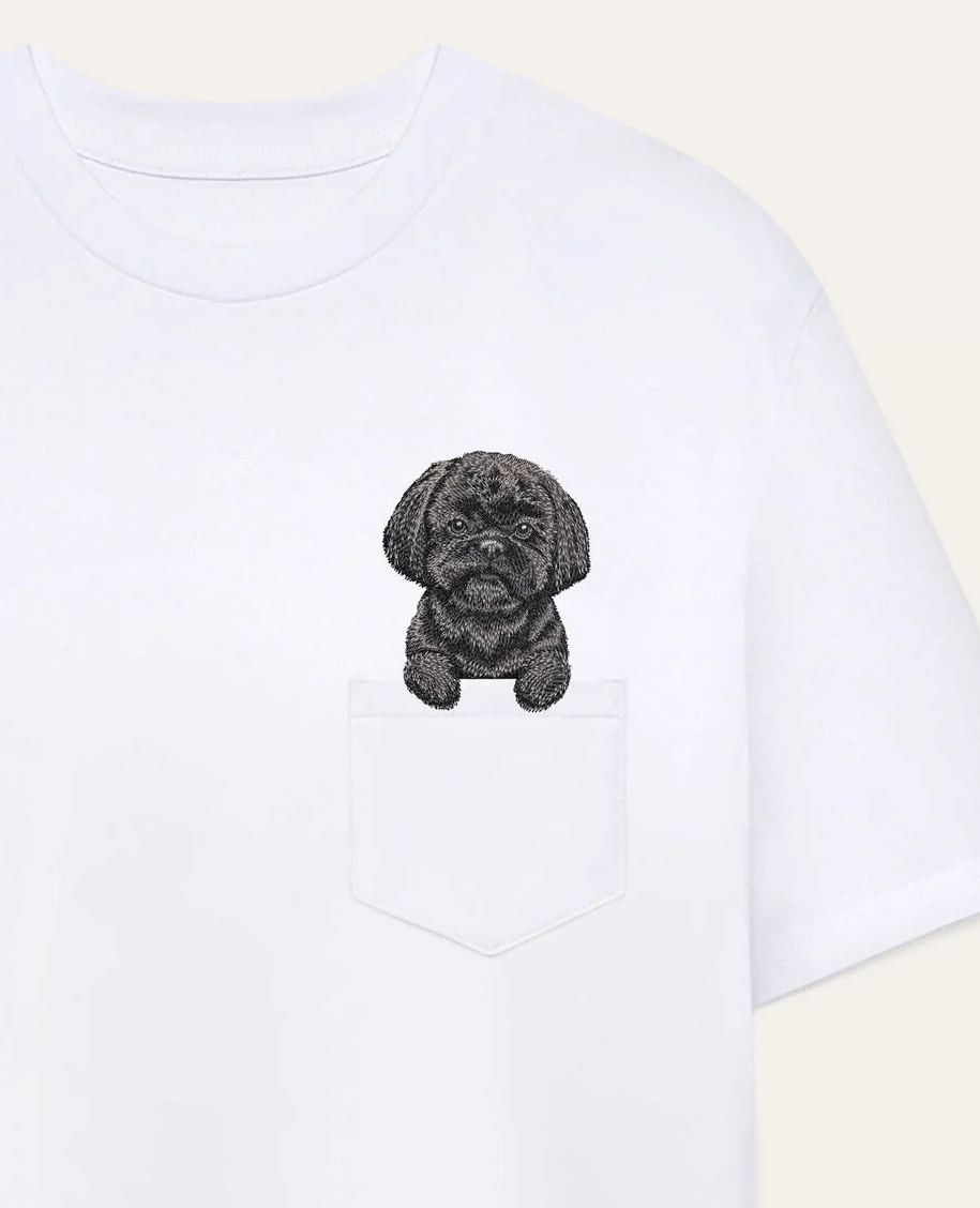 Koszulka z haftem Shih tzu (czarny)