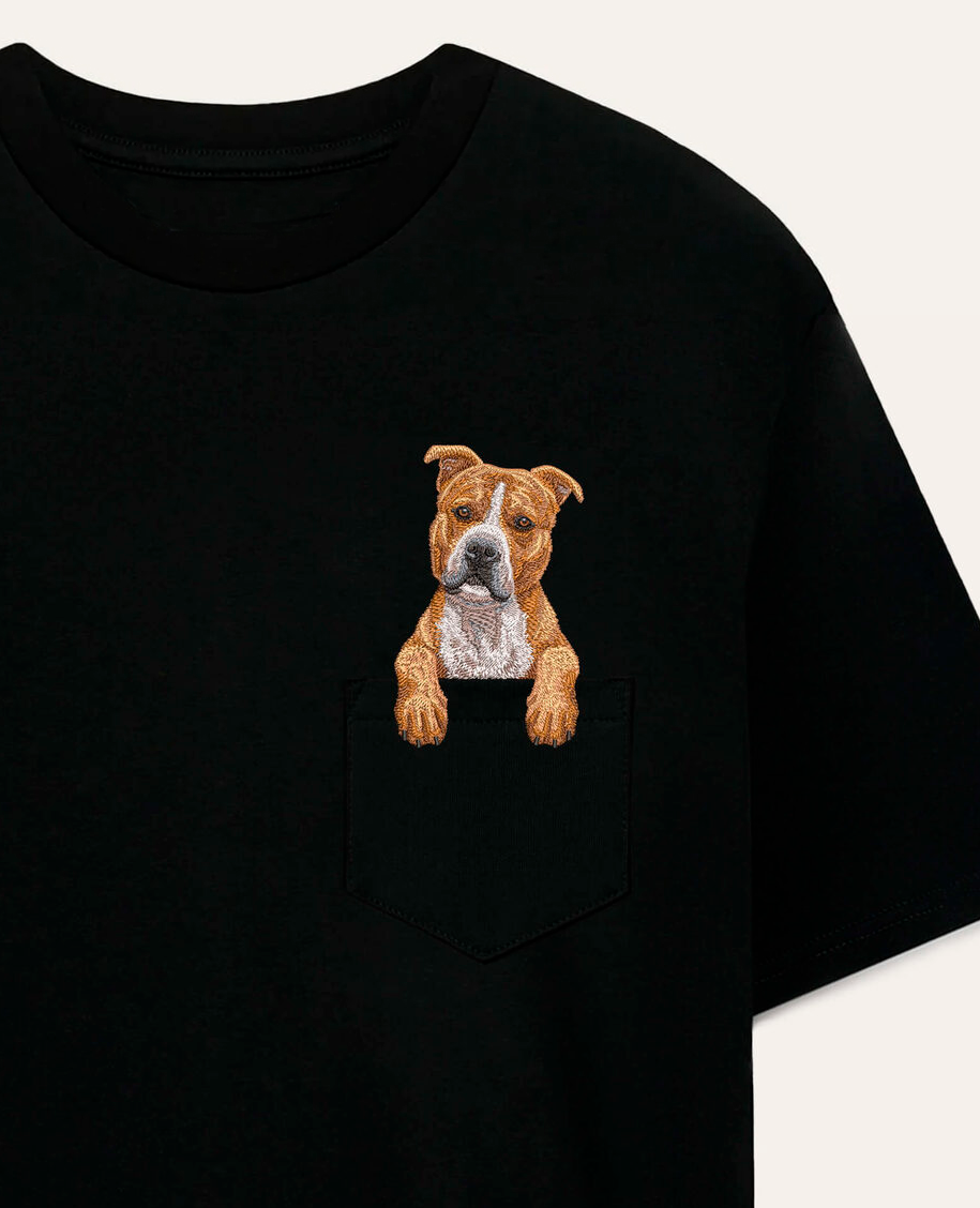 Koszulka z haftem Staffordshire terrier niekopiowany (brązowy)