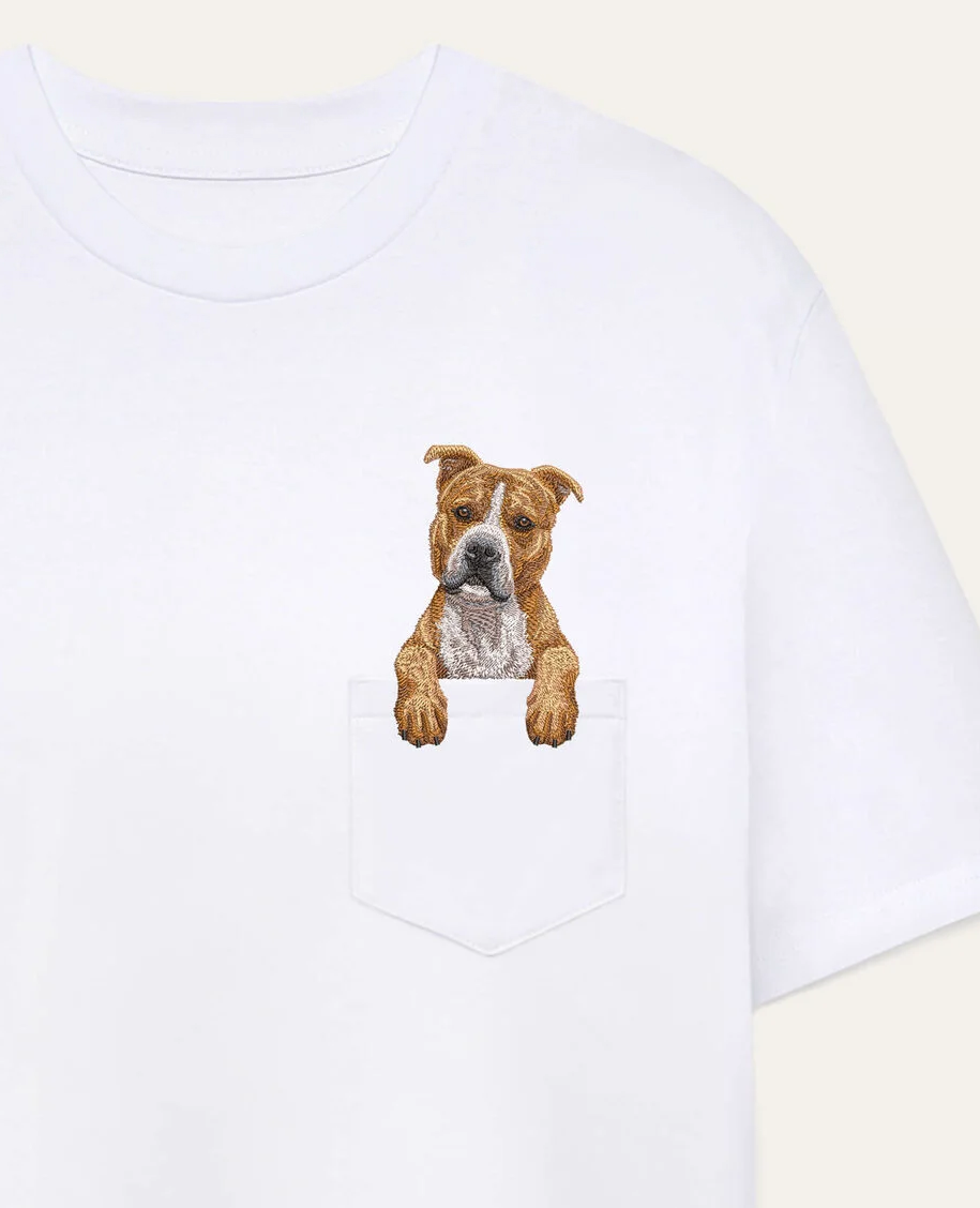 Koszulka z haftem Staffordshire terrier niekopiowany (brązowy)