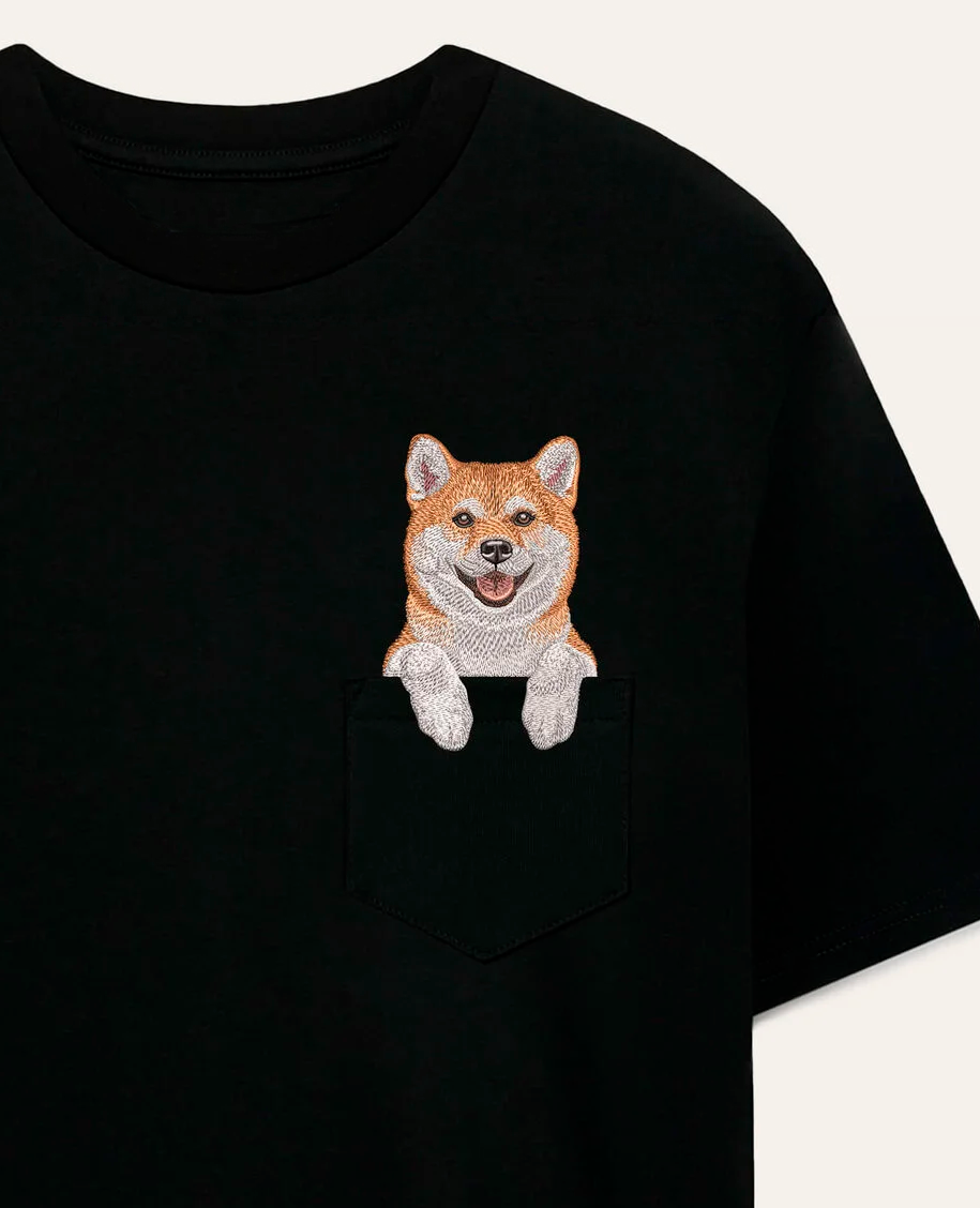 Koszulka z haftem Shiba (rudy)