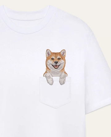Koszulka z haftem Shiba (rudy)