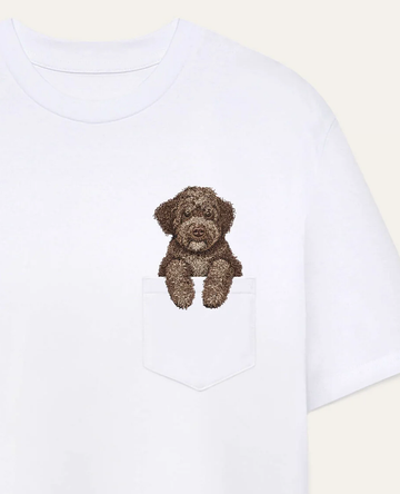 Koszulka z haftem Lagotto romagnolo (brązowy)