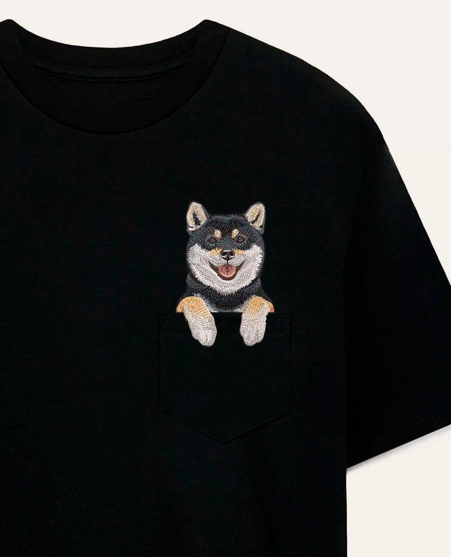 Koszulka z haftem Shiba (czarny)