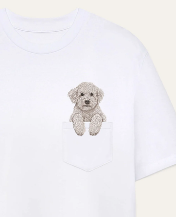 Koszulka z haftem Lagotto romagnolo (kremowy)