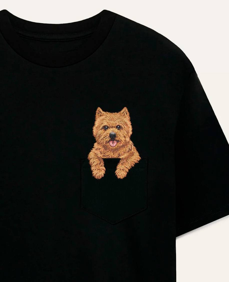 Koszulka z haftem Norwich terrier (rudy)
